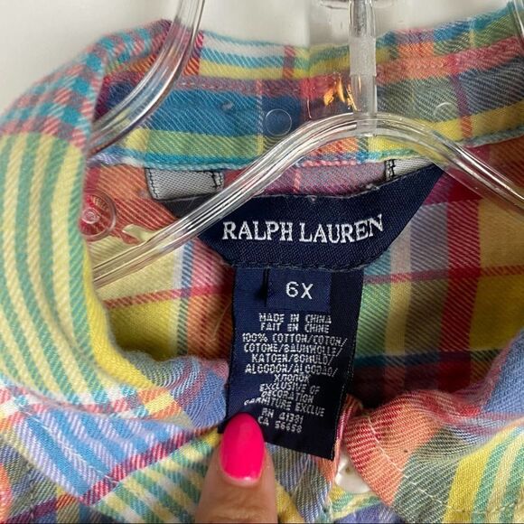 Ralph Lauren Plaid Ruffle Long Sleeve Top - Picture 4 of 4